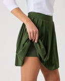 Daily Sports Khaki Green Pleated Golf Skort – Fluid Knife Pleats and Built-In Inner Shorts Detail

