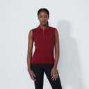DS Madelene Winery Cable Knit Sleeveless Polo Shirt