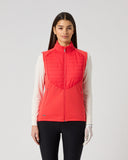 Daily Sports Allos Poppy Red Hybrid Vest in bold poppy red – women's quilted front zip-up golf vest with fleece back panel, front view