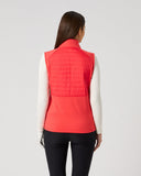 Daily Sports Allos Poppy Red Hybrid Vest in bold poppy red – women's hybrid golf vest showing quilted back panel and tailored fit, back view