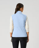 Daily Sports Allos Light Blue Hybrid Vest in soft powder blue – women's hybrid golf vest showing tonal quilted back panel and tailored fit, back view