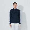 DS Dark Navy Peach Long Sleeve Half Neck Polo Shirt