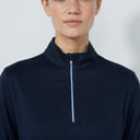 DS Dark Navy Peach Long Sleeve Half Neck Polo Shirt