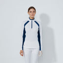 DS White Panel Long Sleeve Half Neck Polo Shirt