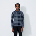 DS Navy Checked Long Sleeve Polo Shirt