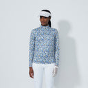 DS Water Leo Print Peached Half Neck Long Sleeve Polo Shirt