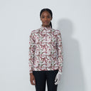 DS Swirl Print Peached Half Neck Long Sleeve Polo Shirt