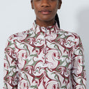 DS Swirl Print Peached Half Neck Long Sleeve Polo Shirt