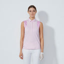DS Pink Pansy Print Insert Sleeveless Polo Shirt