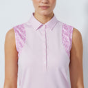 DS Pink Pansy Print Insert Sleeveless Polo Shirt