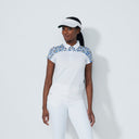 DS White Print Insert Cap Sleeve Polo Shirt
