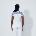 DS White Print Insert Cap Sleeve Polo Shirt