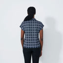 DS Navy Checked Cap Sleeve Polo Shirt