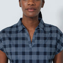 DS Navy Checked Cap Sleeve Polo Shirt