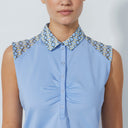 DS Blue Heron Gathered Sleeveless Polo Shirt