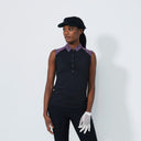 DS Black Gathered Sleeveless Polo Shirt