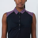 DS Black Gathered Sleeveless Polo Shirt