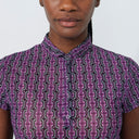 DS Breeze Delusion Black Print Cap Sleeve Mesh Polo Shirt