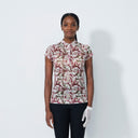 DS Breeze Swirl Print Cap Sleeve Mesh Polo Shirt