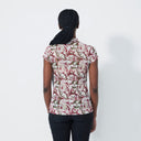 DS Breeze Swirl Print Cap Sleeve Mesh Polo Shirt