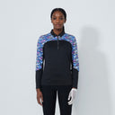 DS  Black Intertwined Print Peach Half Neck Long Sleeve Polo Shirt