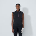 DS Embroidery Logo Black Sleeveless Polo Shirt