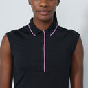 DS Embroidery Logo Black Sleeveless Polo Shirt
