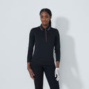 DS Embroidery Logo Black Long Sleeve Polo Shirt