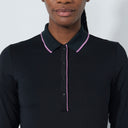 DS Embroidery Logo Black Long Sleeve Polo Shirt