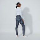 DS Printed Check Navy Magic Warm Pants 32"