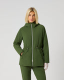 Daily Sports Women's Khaki Green Hooded Drawcord Wind Jacket – Front View

