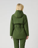 Daily Sports Women's Khaki Green Hooded Drawcord Wind Jacket – Back View with Ventilated Yoke

