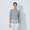 DS Breeze Kaleidoscope Print 3/4 Sleeve Mesh Polo Shirt