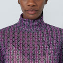 DS Breeze Roll Neck Delusion Black Print Long Sleeve Mesh Top