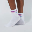 DS Miyako Pink Stripe White Socks - Pack of 2