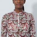 DS Breeze Swirl Print 3/4 Sleeve Mesh Polo Shirt