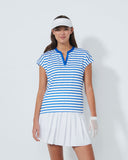 Itami Nautical Blue Striped Cap Sleeve Polo Shirt PS26