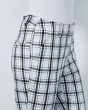 Black and white plaid pants on a white background