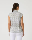 Abstract Swirl Printed Cap Sleeve Polo Shirt