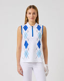 Argyle Mid Blue Sleeveless Polo Shirt
