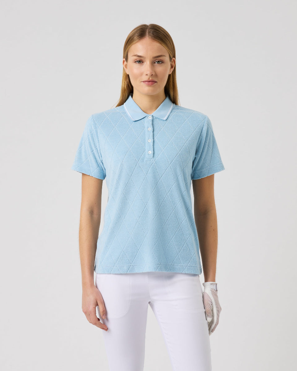 light blue women's fitted short sleeve polo dress shirt Polo shirt with short sleeves - Light Blue - Sz. 40-64