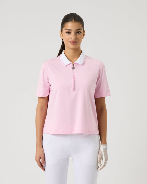 トップス 9090 Polo Shirt Pink Cropped Prism Pink Short Sleeve Polo Shirt – Daily Sports USA