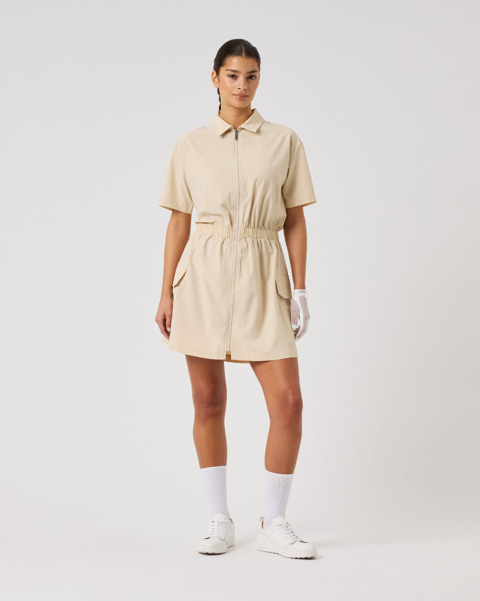 Acerra Oyster Beige Short Sleeve Dress XXL