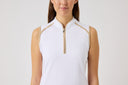Trophy White Sleeveless Polo Shirt