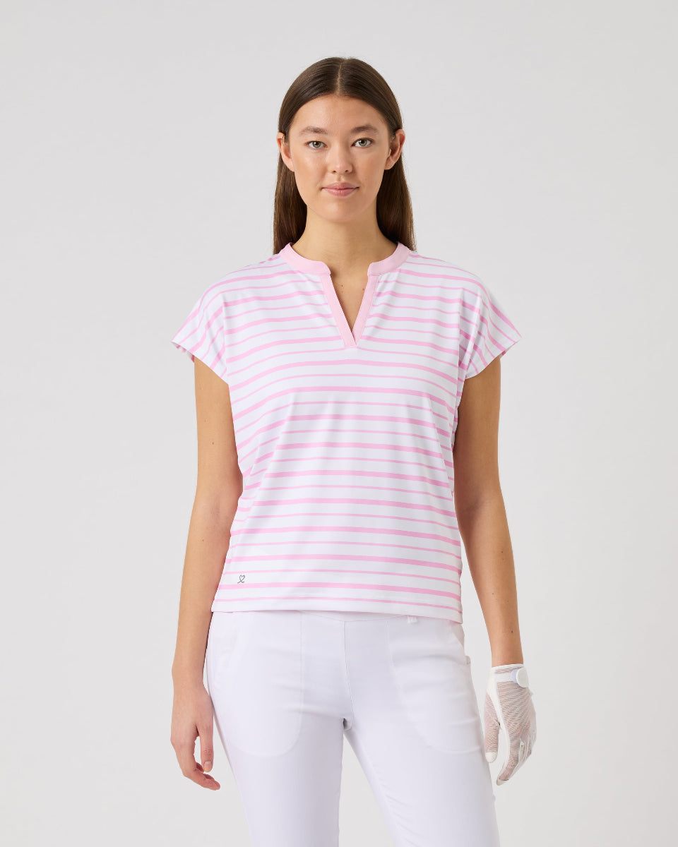 Itami Prism Pink Striped Cap Sleeve Polo Shirt – Daily Sports USA