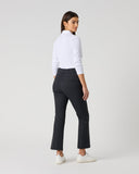 Daily Sports Flare Black Ankle Pants in black – women's slim-fit flare leg golf pants showing clean back panel and ankle-length flared hem, back view