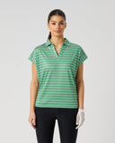 Daily Sports Women's Green Banana Leaf Print Cap Sleeve Quick-Dry Golf Polo Shirt – Front View


