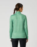 Daily Sports Banana Leaf Printed Air Long Sleeve Top in green and white leaf print – women's quarter-zip golf top, back view
