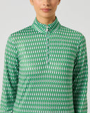 Daily Sports Banana Leaf Printed Air Long Sleeve Top close-up of green and white banana leaf print with quarter-zip collar detail