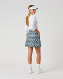 Daily Sports Women's Navy Blue and White Swirl Print Quick-Dry Golf Skort – Back Three-Quarter View

